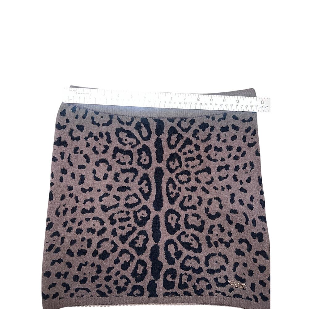 SER.O.YA Leopard Print Knit Mini Skirt Women’s M Taupe Black Pull On Stretch Y2K - Picture 6 of 6